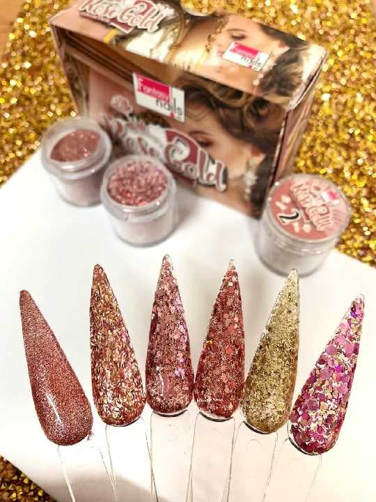 Acrilicos Rose Gold Fantasy Nails